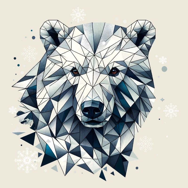 Geometric Polar Bear Head - Polygons Motif