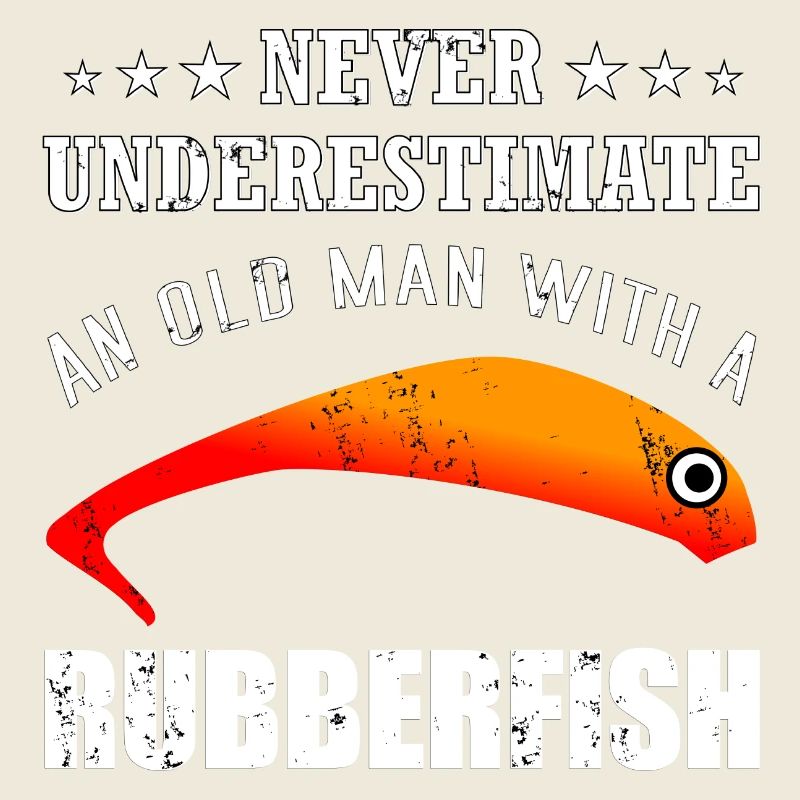 Alter Angler mit Gummifisch