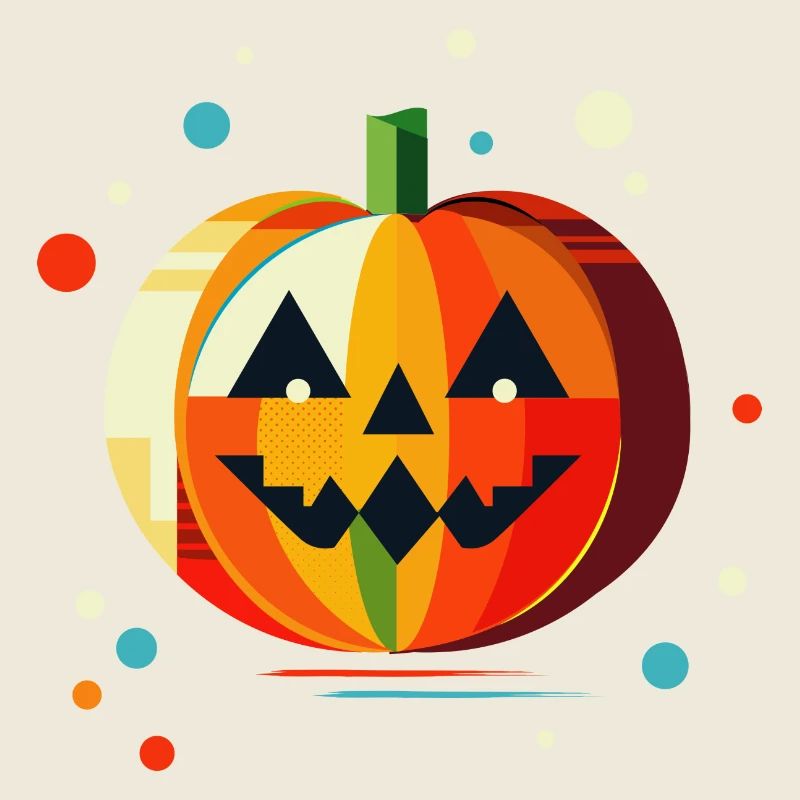 Geometrischer Halloween Kürbis in bunten Farben
