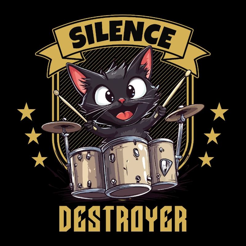 Drums Drums Silence Destroyer Cat Funny