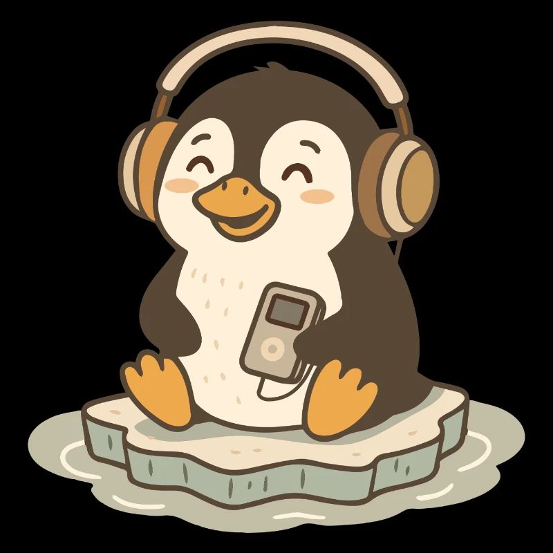 Musikliebender niedlicher Pinguin mit Kopfhörern