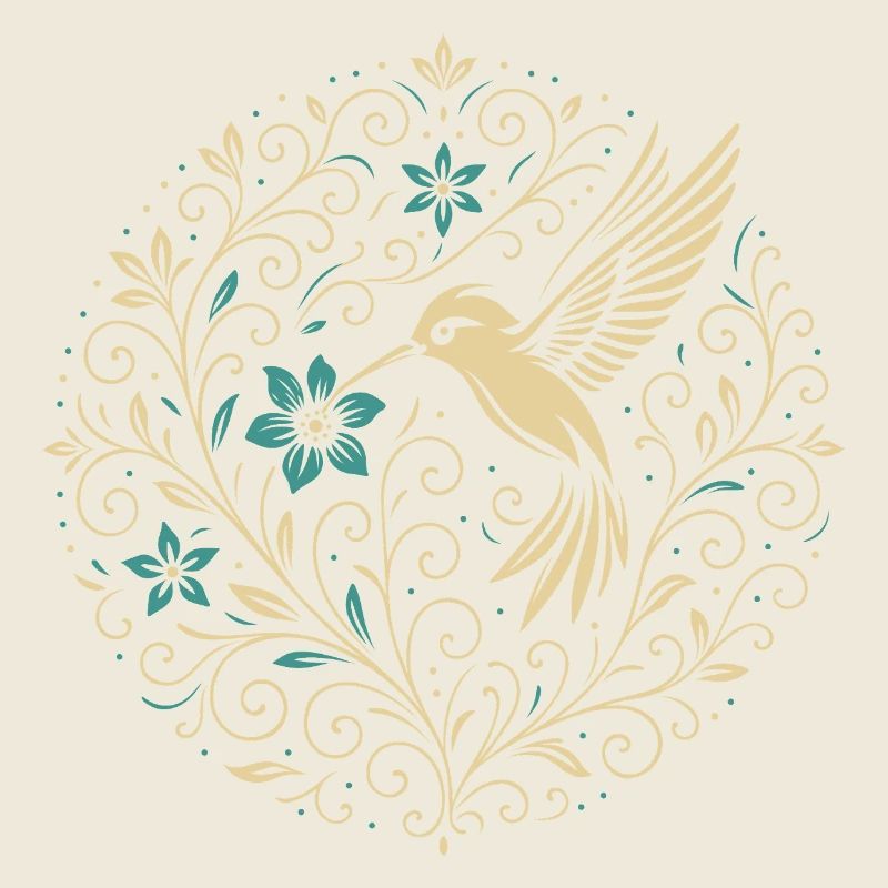 Ornament Kolibri mit floralen Mustern