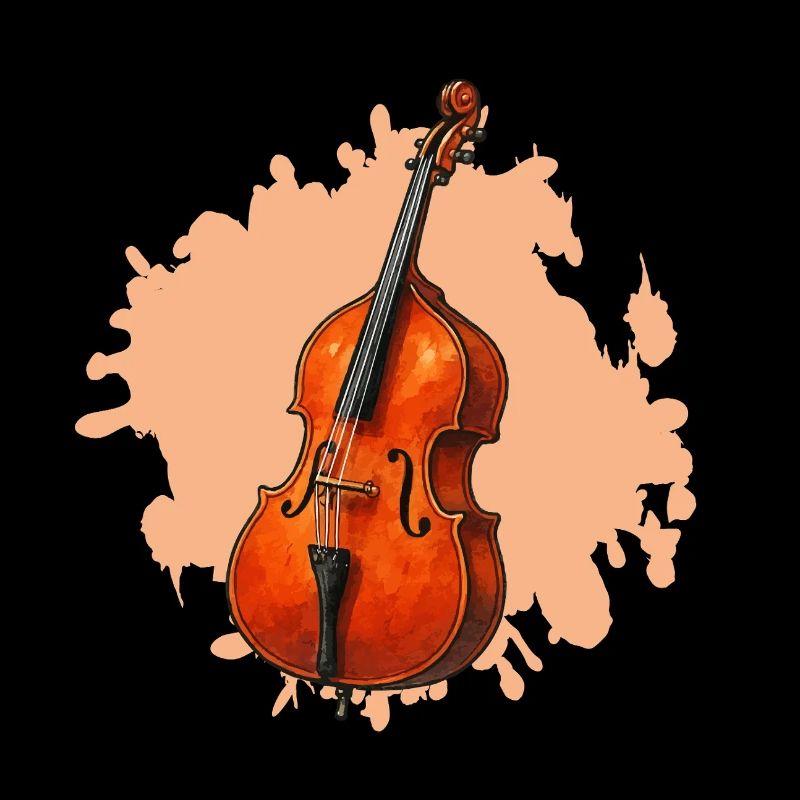 Orangene Violoncello Aquarell