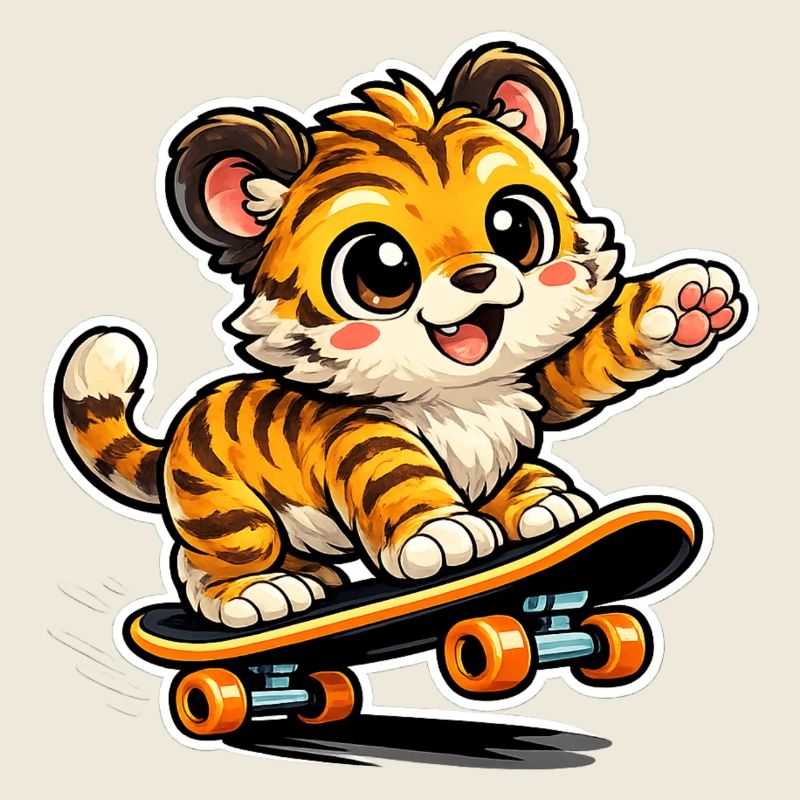 Süßer Tiger Skateboard Abenteuer