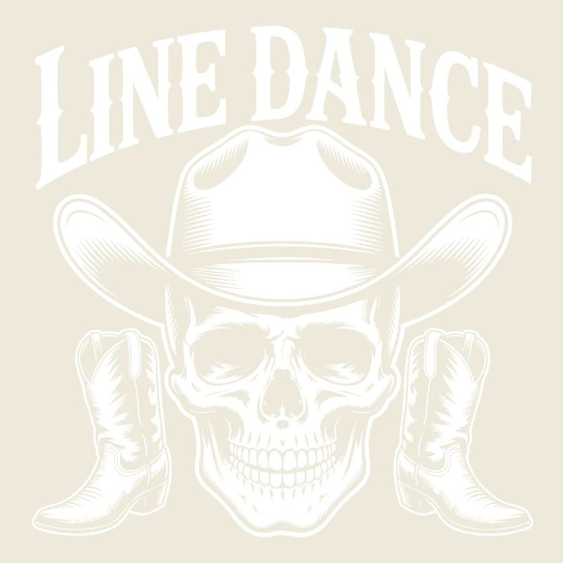 Line Dance Skull with Cowboy Hat