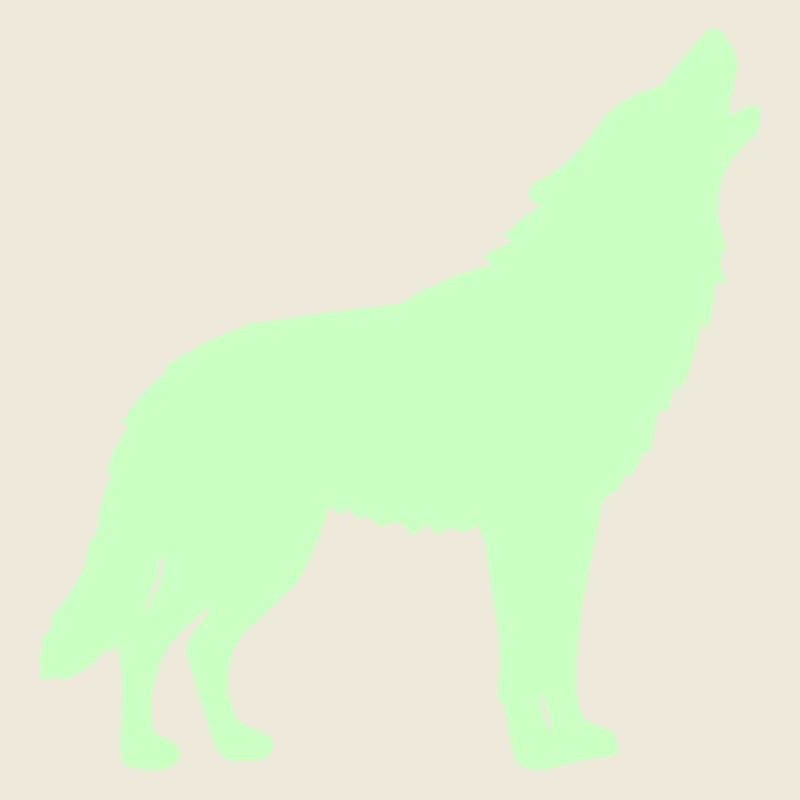 Silhouette de loup vert néon