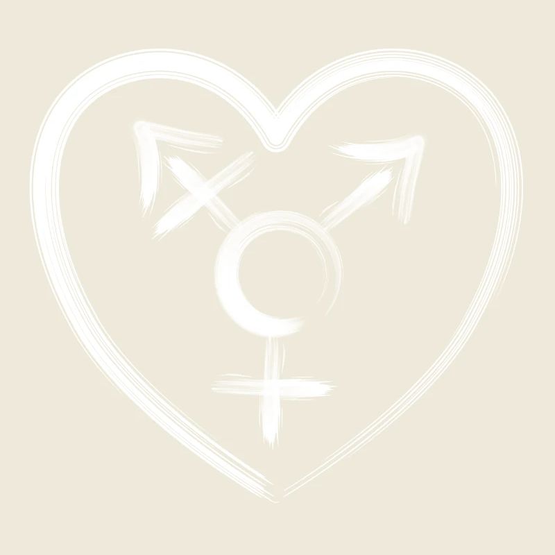 Transgender heart icon in white