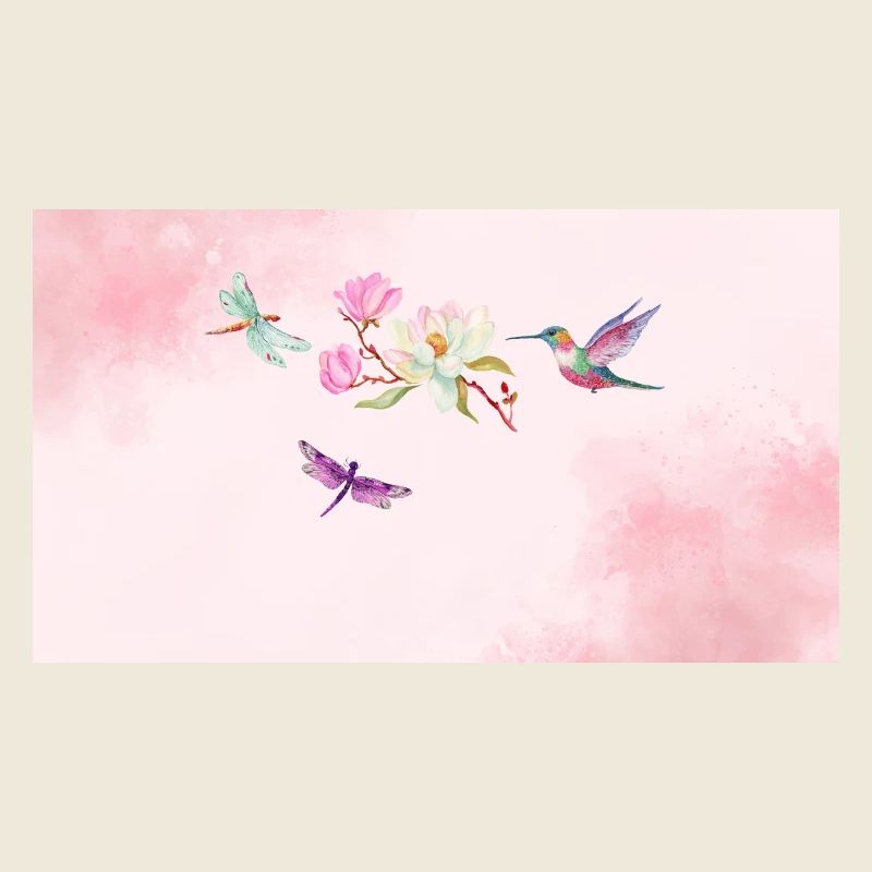 Beautiful bird with flies and flower