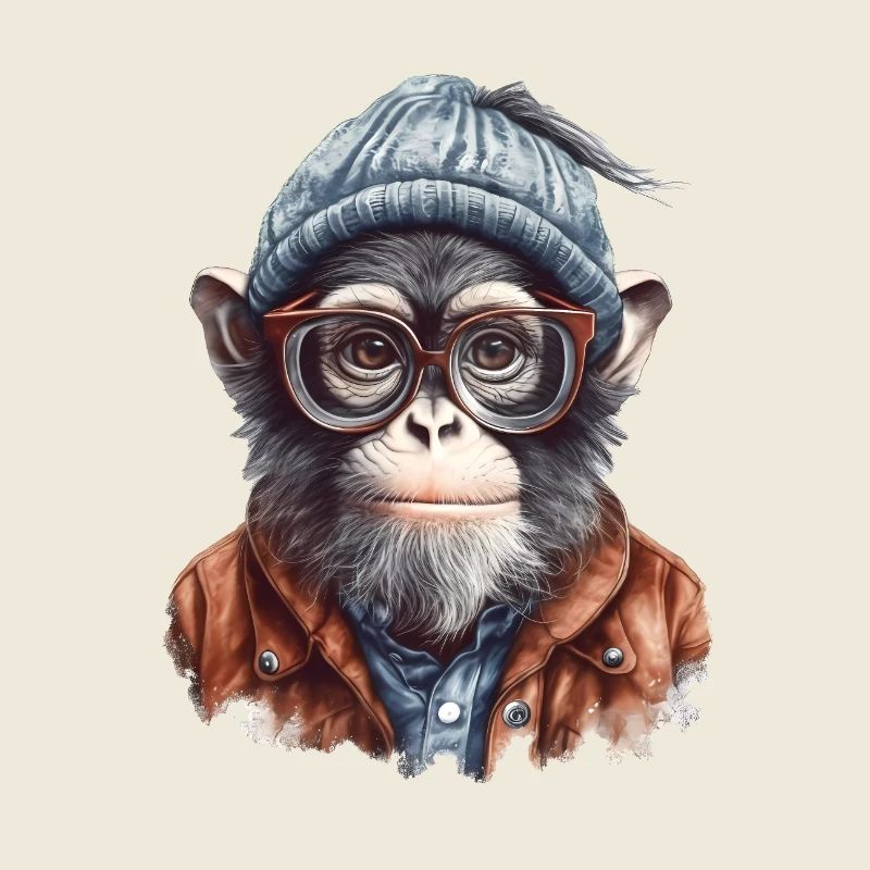 Cooler Affe mit Mütze und Brille