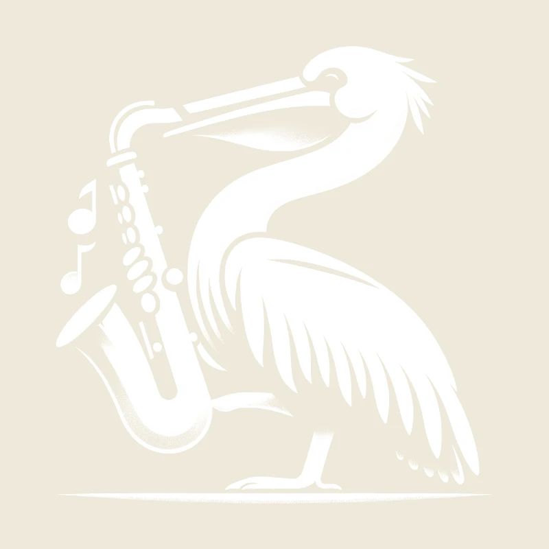 Saxophon-Schwingen - Pelikan mit Saxophon