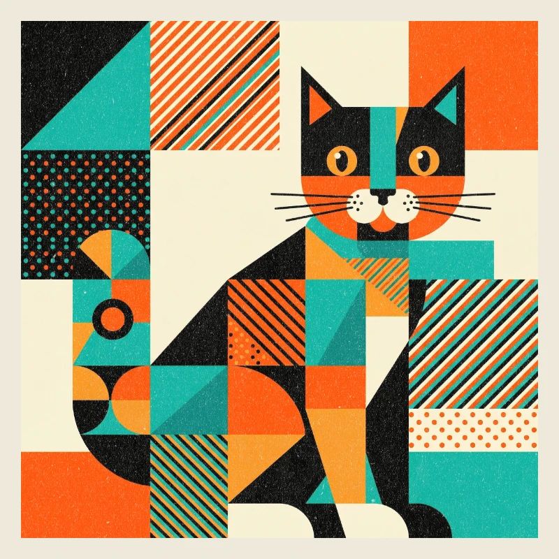 Silhouette géométrique de chat