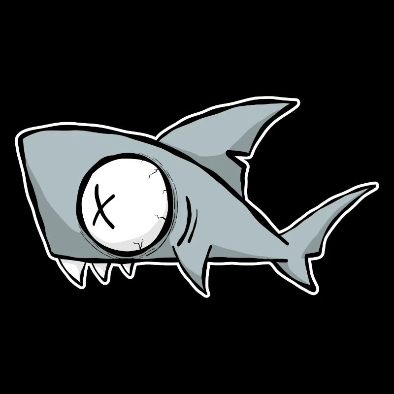 DRÔLE de REQUIN. STYLE BANDE DESSINÉE POUR L’ÉTÉ, LA PLAGE, LA MER
