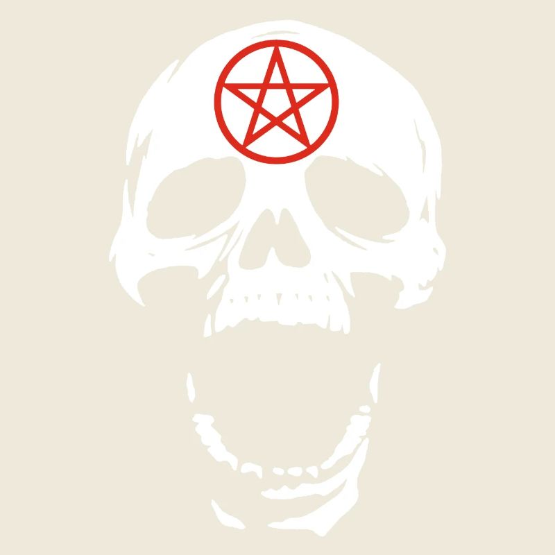 Crâne blanc et pentagramme rouge