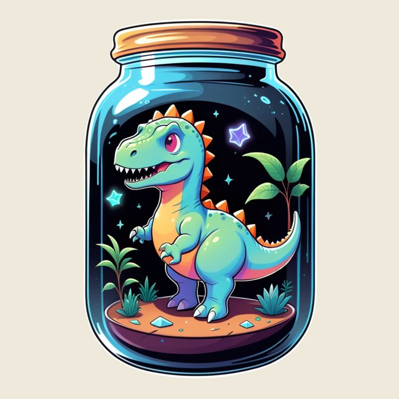 Dinosaurier in einem Cartoon-Glas