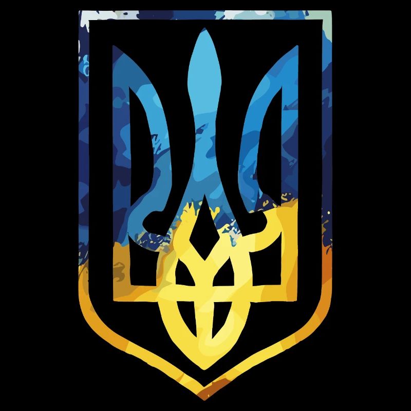 Ukraine Wappen ukrainisch Trysub Flagge Geschenk