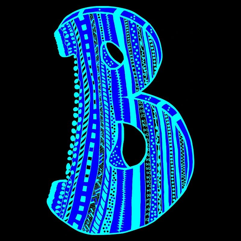 Letter B with character in blue