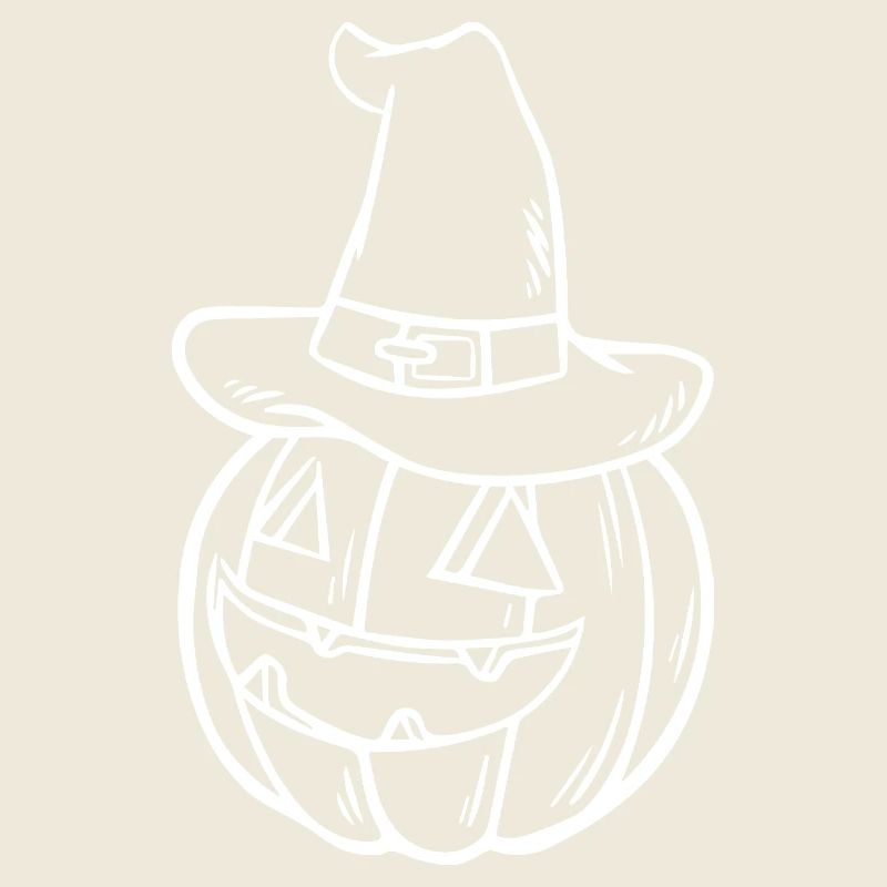 Pumpkin Sketch with Witch Hat – Cute Halloween Motif