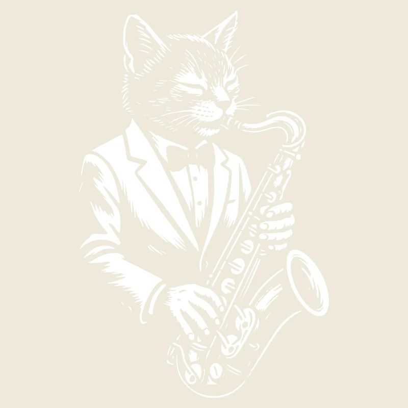 Jazz Cat in Suit Saxophone