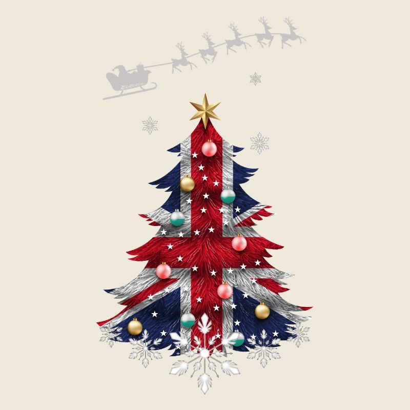 Sapin de Noël avec drapeau du Royaume-Uni
