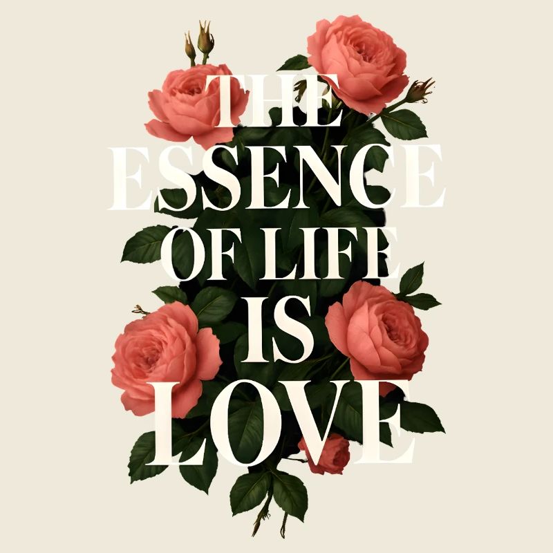 Roses Love Typography Vintage Design