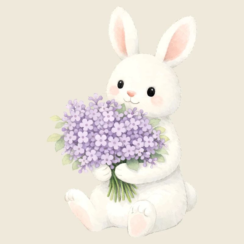 Bunny with lilac illustration