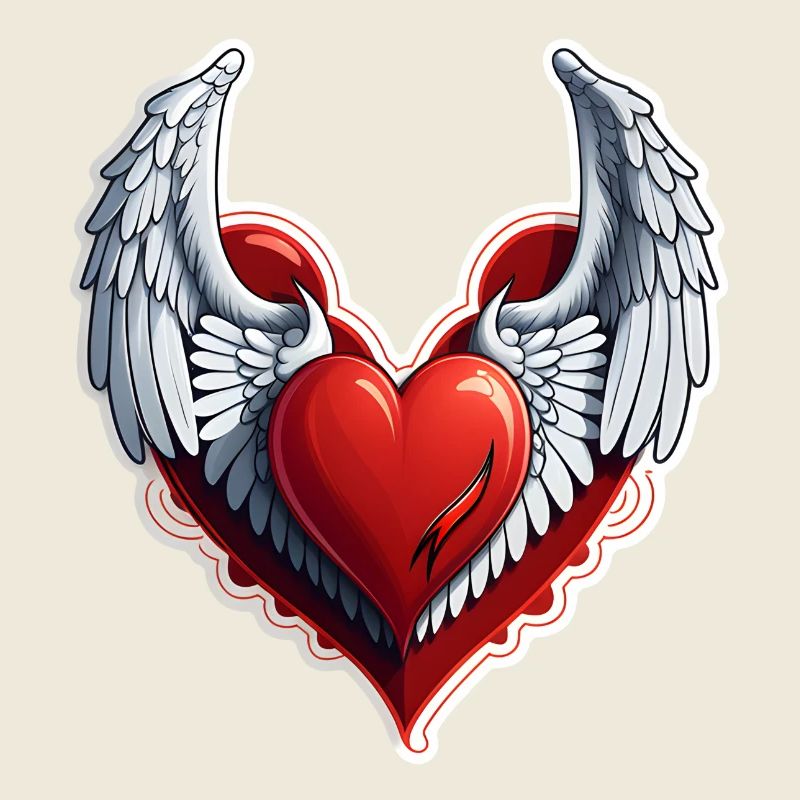 coeur rouge avec des ailes
