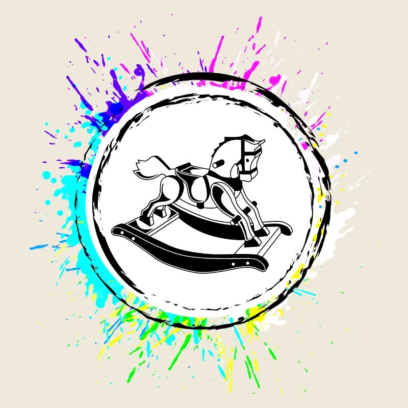 Schauckelpferd Icon Symbol Bunt