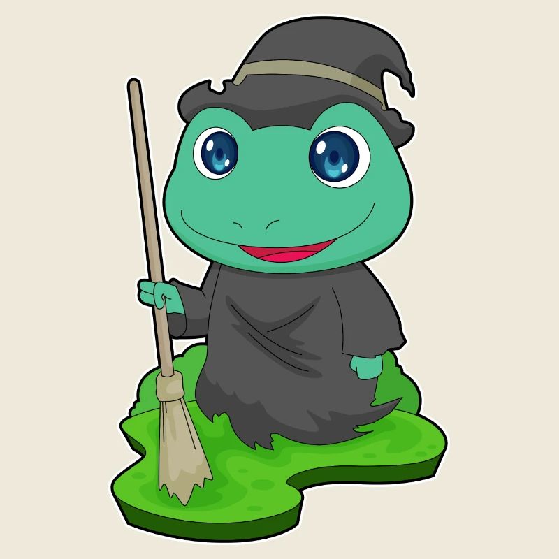 Frosch Hexe Besen