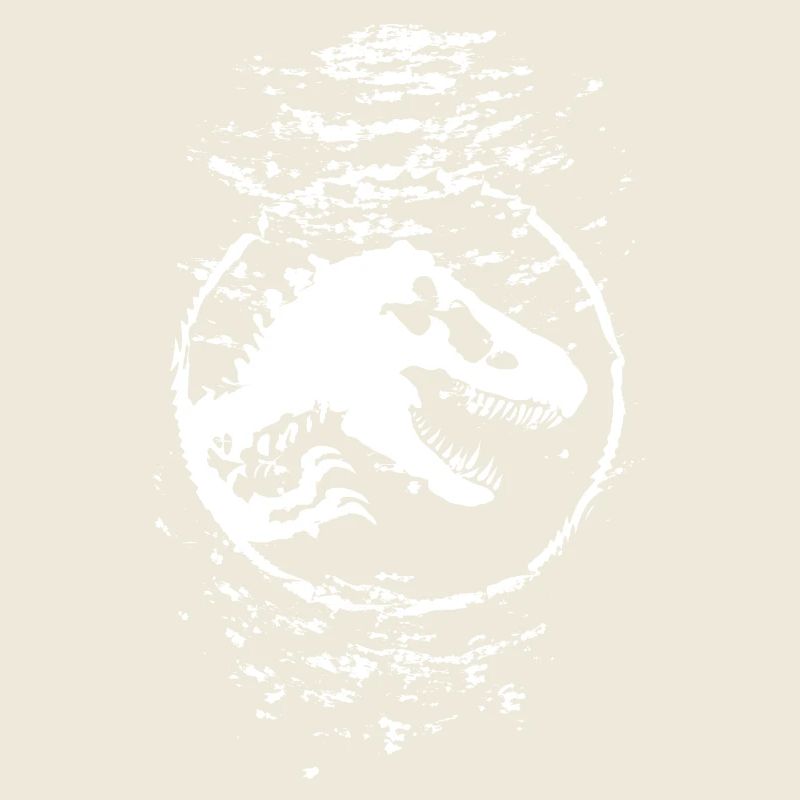 Logo Jurassic World en blanc avec T-Rex sous l’eau