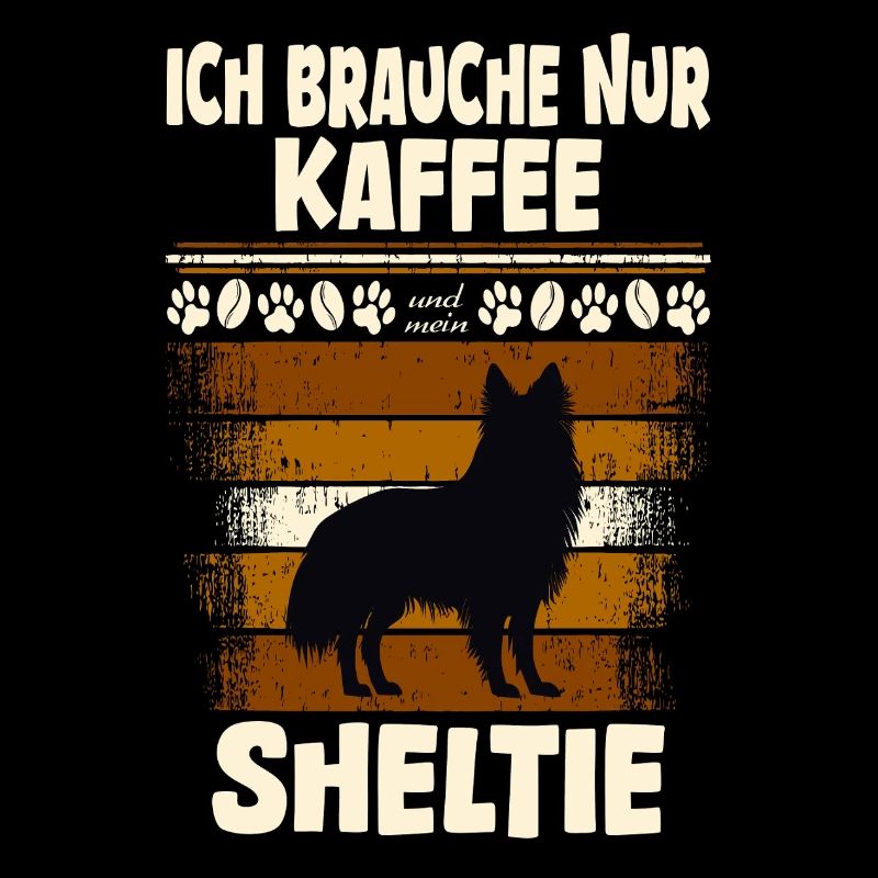 sheltie hund und kaffee