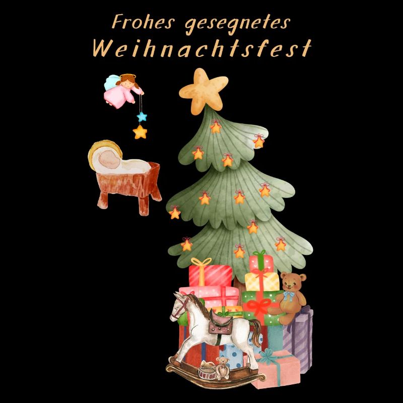 Frohes gesegnetes Weihnachtsfest beige Christbaum