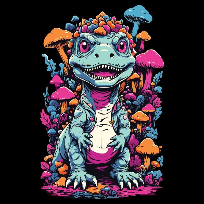 Psychedelic dinosaur mushroom for nature lovers