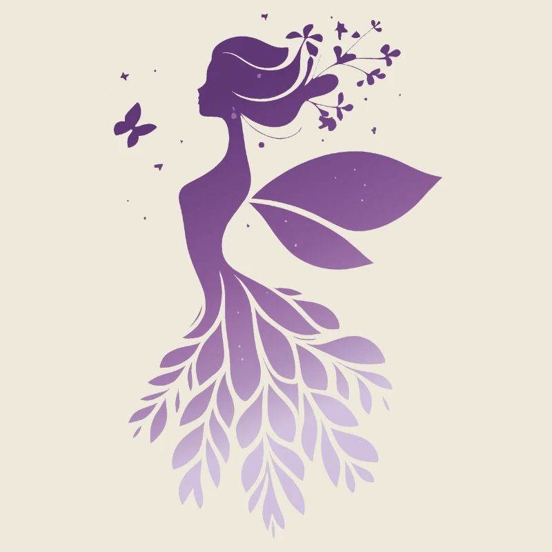 Conte de fées Silhouette de fée Violet Nature Design