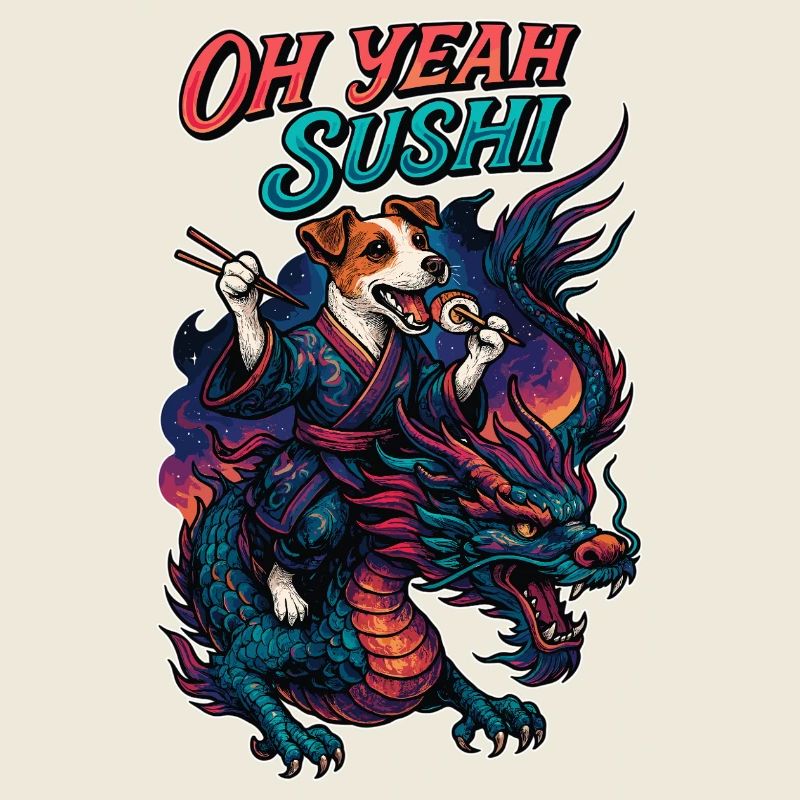 Sushi Jack Russell Terrier Kimono Drache Geschenk