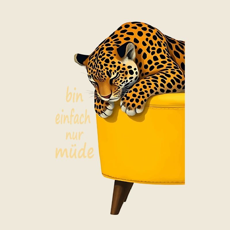Müder Leopard auf Gelbstuhl