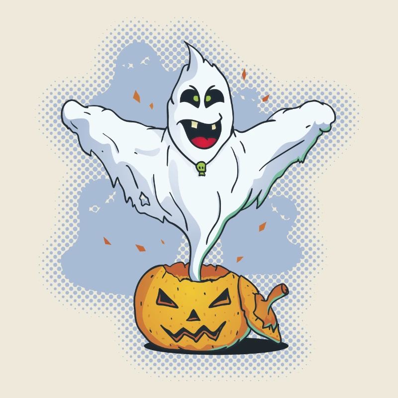Scary Halloween Ghost with Pumpkin