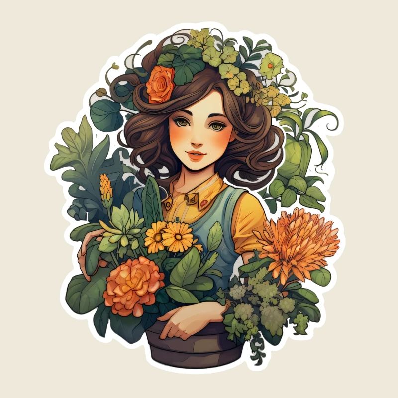 Jardinier dans la mer de fleurs