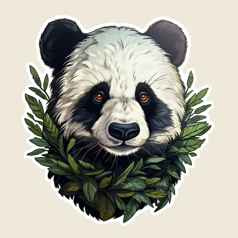 Panda peeking out of leaves
