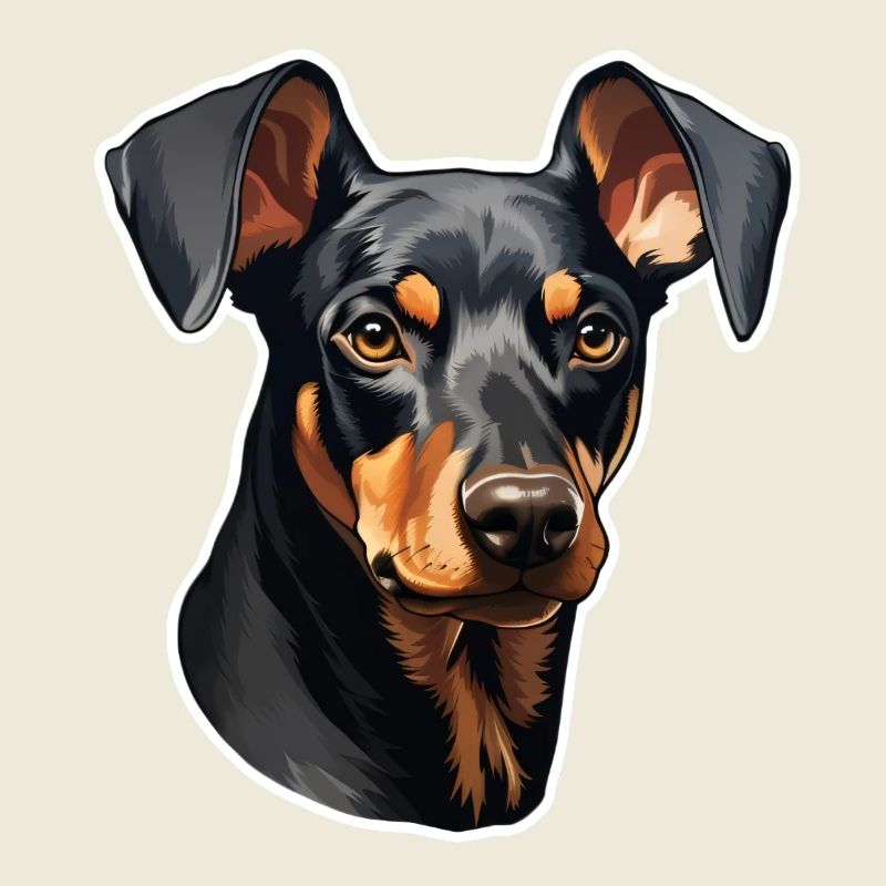 Doberman Pinscher Head with Floppy Ears