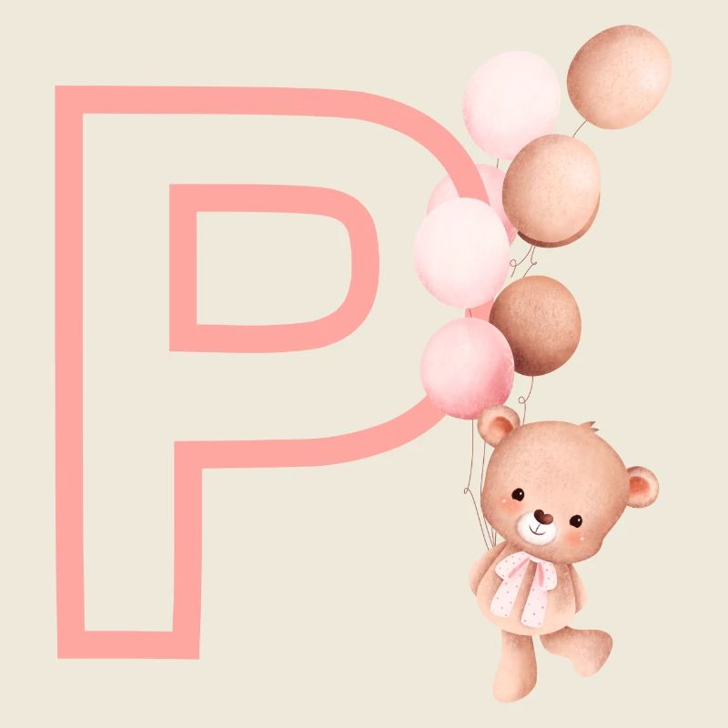Lettre p rose ours