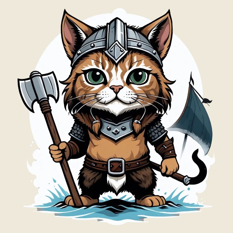 Cat Wikinger Viking Katze Geschenk Süß