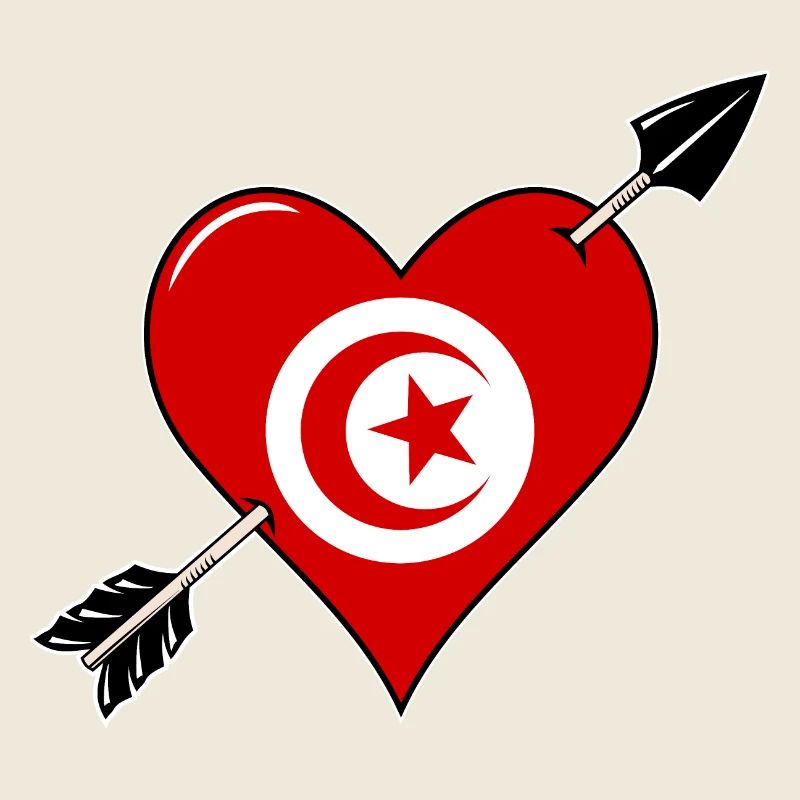 Tunisia flag heart in love