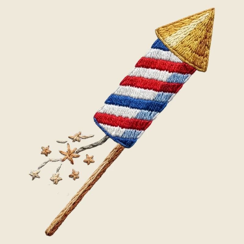 Fireworks arrow in embroidered look (printed)