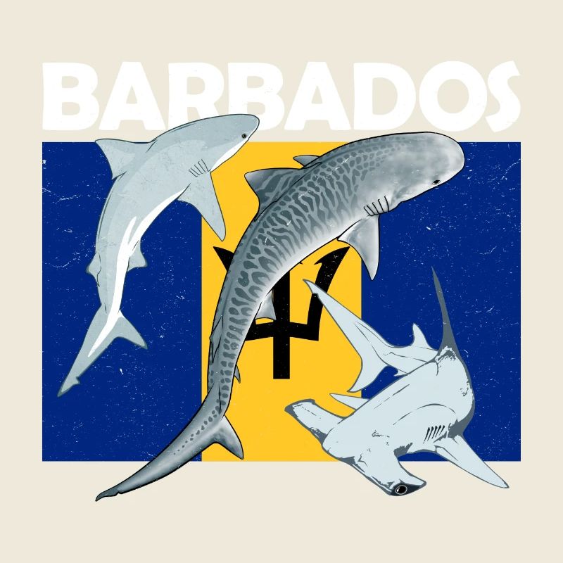 Drapeau de la Barbade Requin tigre Requin marteau