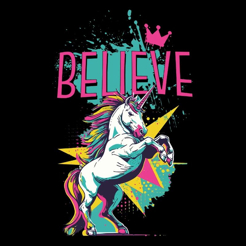 Einhorn Glaube Vintage Retro Bunt Modern Trend