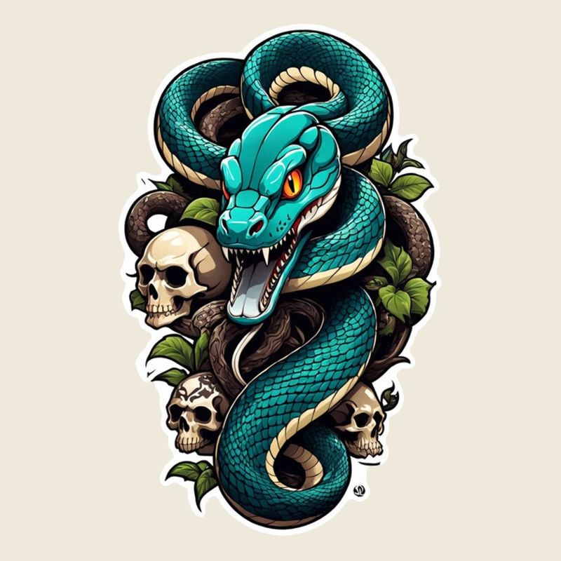 serpent squelette et tatouage