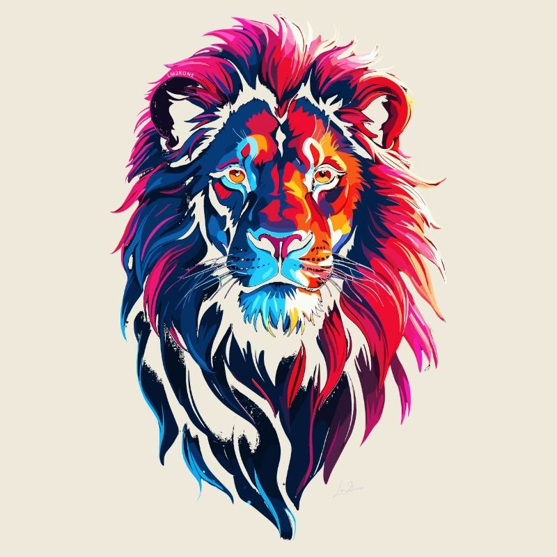 Red and blue lion