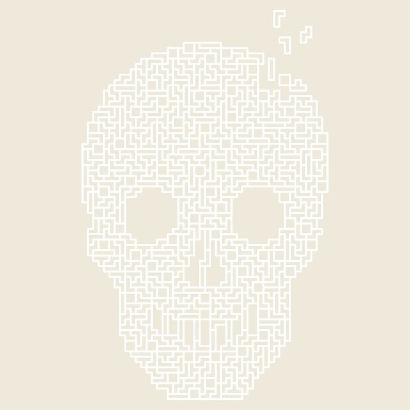 Crâne Tétris - Contour Blanc
