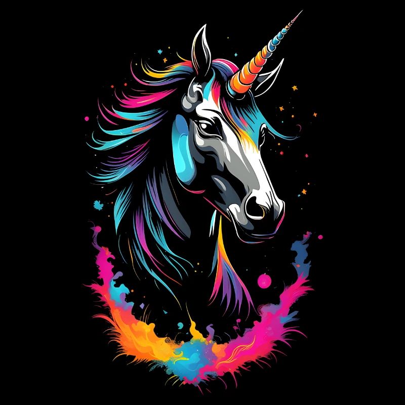 Licorne néon colorée - Fantasy Dreamscape