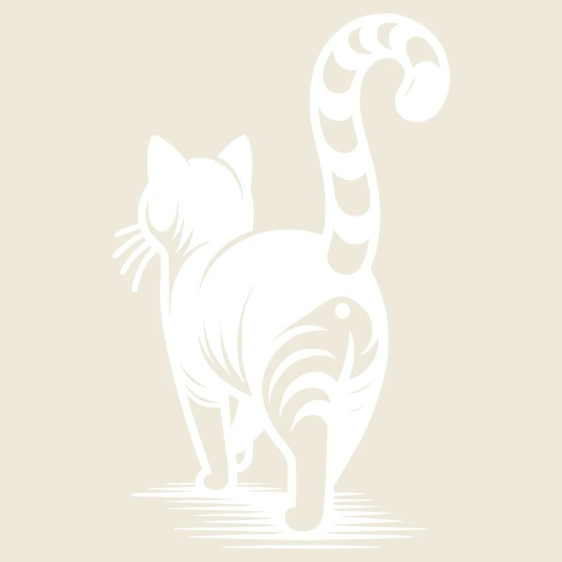 Chat élégant avec des rayures en vue de dos